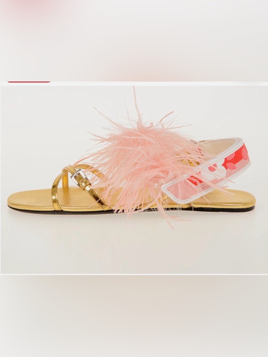 Prada Shoes - Authentic Prada Gold Leather Feather Sandals